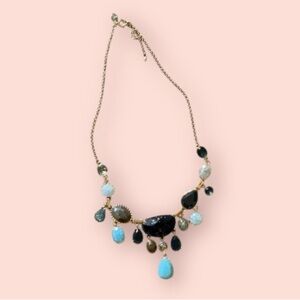 LOFT Statement Necklace Gold and Blue Toned